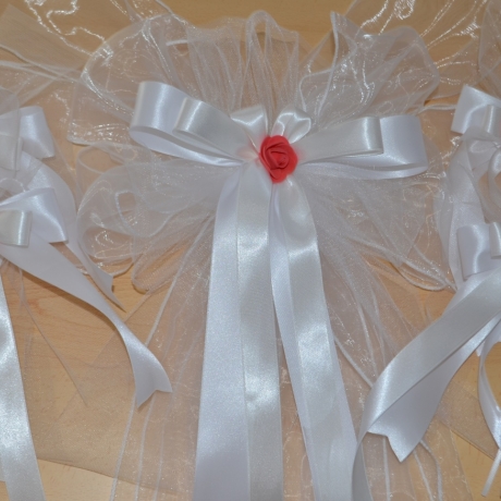 Hochzeit - Brautauto - 5 Teile - Autoschleife - Schleifenset