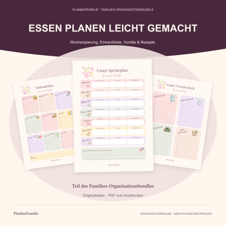 Familienplaner Bundle PDF | Essens-, Wochen- & Haushaltsplaner