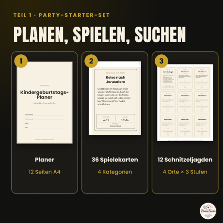 Kindergeburtstag Bundle Schwarz/Gold: Party-Set + Starter-Set