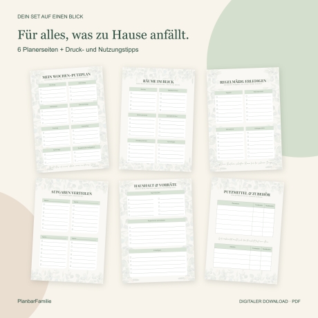Haushaltsplaner | Putzplan, Haushaltsorganisation & Checklisten
