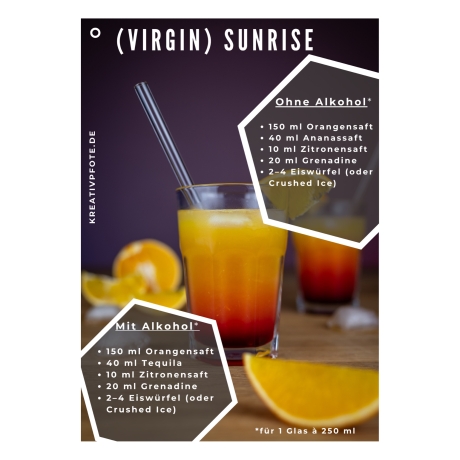 Cocktailkarte zum Ausdrucken mit & ohne Alkohol, für Familien