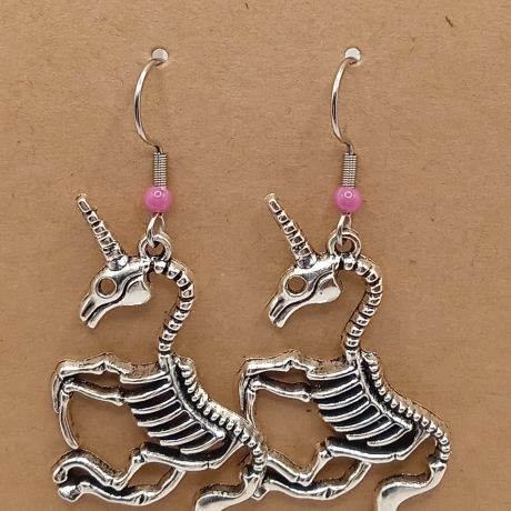 Einhörner Skelett pink Ohrhänger Ohrringe Modeschmuck