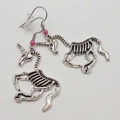 Einhörner Skelett pink Ohrhänger Ohrringe Modeschmuck