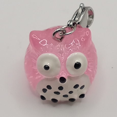 großer Eulen rosa Clip Anhänger Bettelarmband Kinder