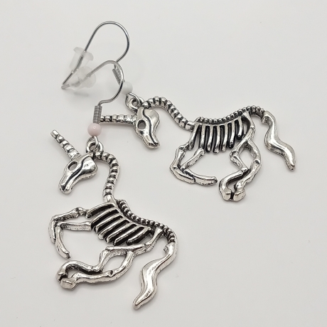Einhörner Skelett weiß Ohrhänger Ohrringe Modeschmuck