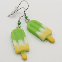 süße Eis am Stiel grün weiß gelb Ohrhänger Modeschmuck