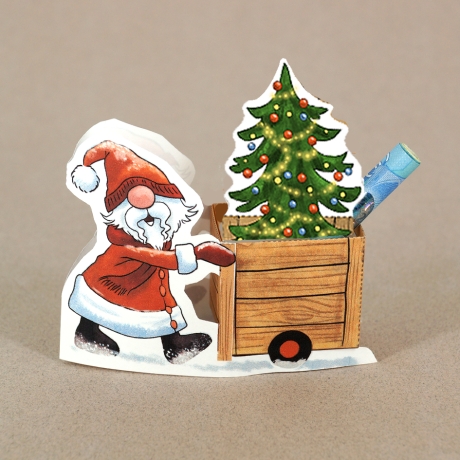 Mini-Geschenkbox Wichtel 1, Bastelbogen zum Ausdrucken