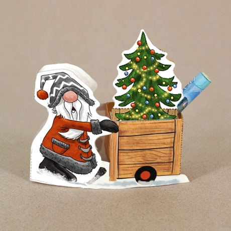 Mini-Geschenkbox Wichtel 2, Bastelbogen zum Ausdrucken
