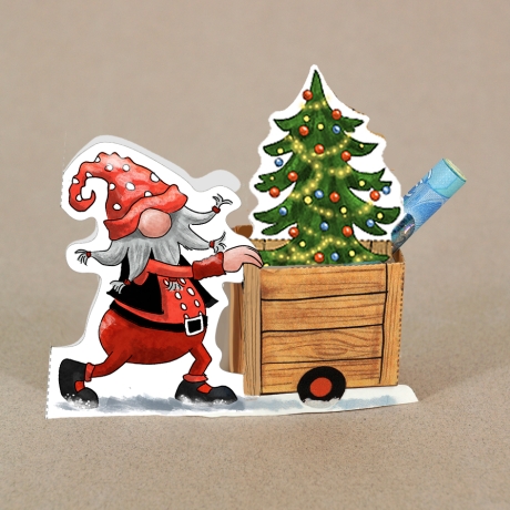 Mini-Geschenkbox Wichtel 3, Bastelbogen zum Ausdrucken
