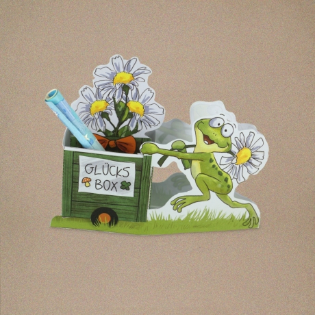 Mini-Geschenkbox Frosch, Bastelbogen zum Ausdrucken