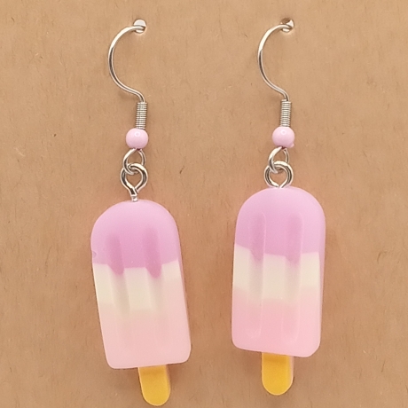 süße Eis am Stiel lila hellgelb rosa Ohrhänger Modeschmuck