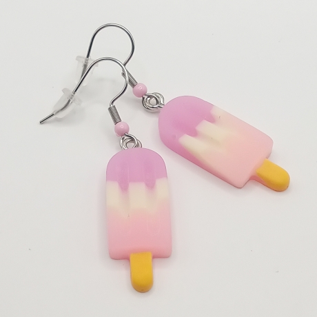 süße Eis am Stiel lila hellgelb rosa Ohrhänger Modeschmuck
