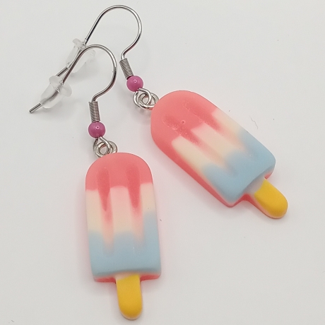süße Eis am Stiel rot rosa blau Ohrhänger Ohrringe Modeschmuck