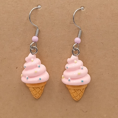 Eiscreme Waffel rosa Ohrhänger Ohrringe Modeschmuck Kinder