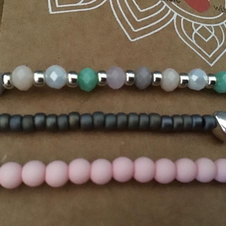 Tolles 3 teiliges Armband-Set mit versilberten Herz