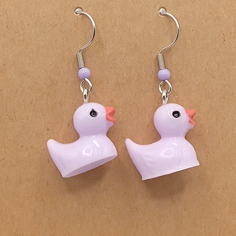 Enten Entchen lila Ohrhänger Ohrringe Modeschmuck