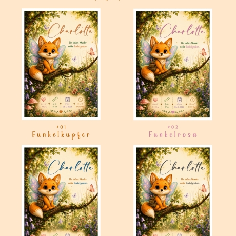 Personalisiertes Geburtsposter inkl. Bilderrahmen - Fuchs