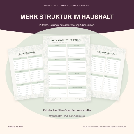 Familienplaner Bundle PDF | Essens-, Wochen- & Haushaltsplaner