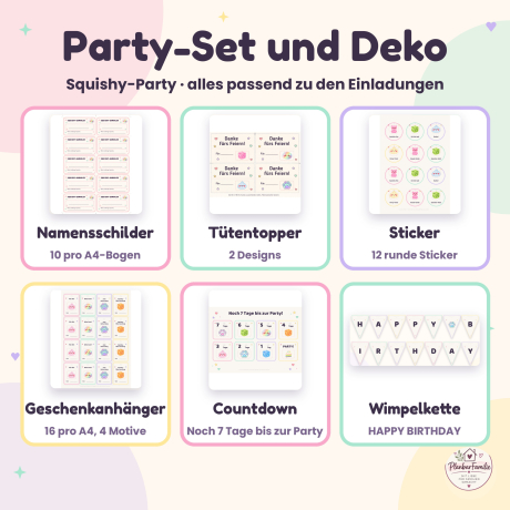 Kindergeburtstag Bundle Squishy: Party-Set + Starter-Set