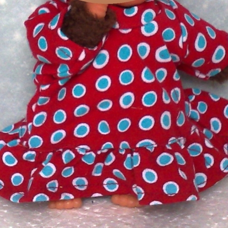 Kleid mit Volant Rot Dots Kleidung passend für Äffchen 20 cm Neu