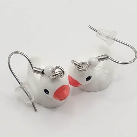 Enten Entchen weiß Ohrhänger Ohrringe Modeschmuck