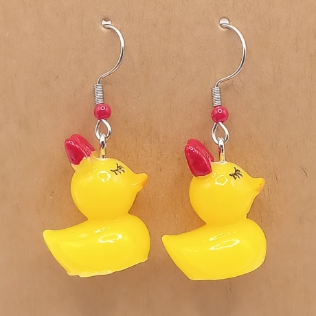 gelbe Enten mit Schleifen Ohrhänger Ohrringe Modeschmuck Kinder