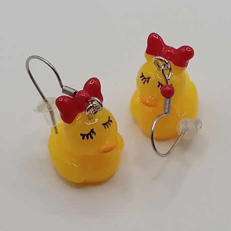 gelbe Enten mit Schleifen Ohrhänger Ohrringe Modeschmuck Kinder