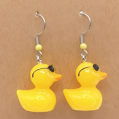 gelbe Enten Sonnenbrille Ohrhänger Ohrringe Modeschmuck Kinder