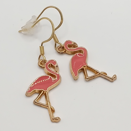 elegante Flamingos goldfarben Ohrhänger Ohrringe Modeschmuck
