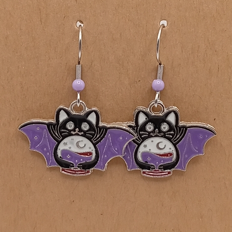 Fledermäuse lila Ohrhänger Modeschmuck Halloween Gothic