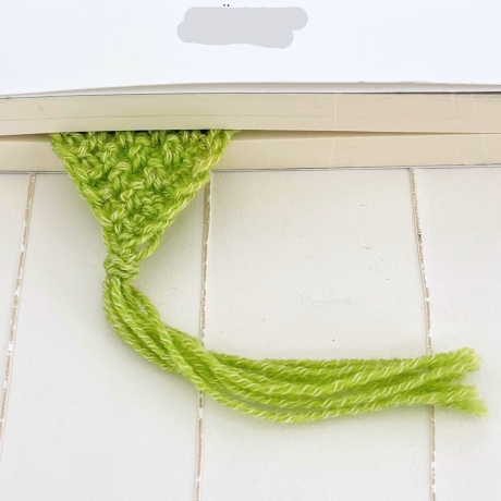 Lesezeichen Grün verschiedene Formen handgestrickt