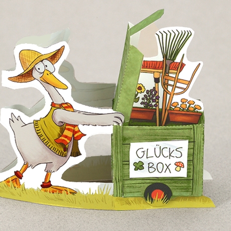 Mini-Geschenkbox Gans, Bastelbogen zum Ausdrucken