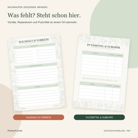 Haushaltsplaner | Putzplan, Haushaltsorganisation & Checklisten