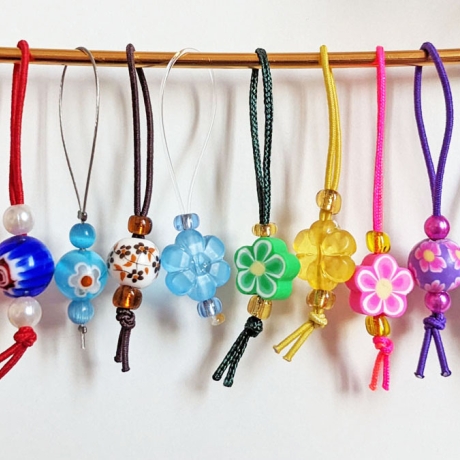 Maschenmarkierer Blumen Set mit 10 Stück bunte Dekoperlen