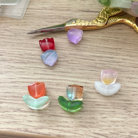 Maschenmarkierer Blumen Set mit 10 Stück bunte Dekoperlen