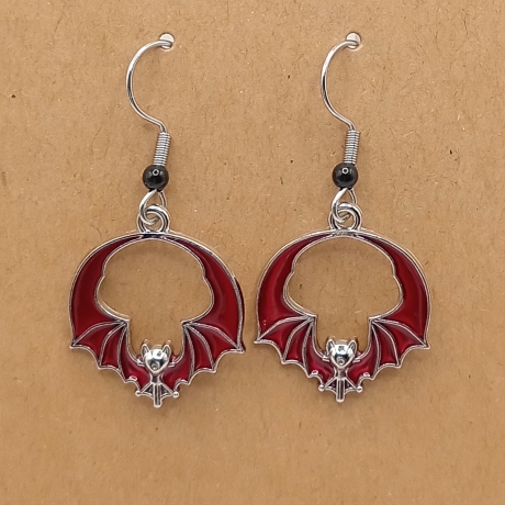 Fledermäuse rot Ohrhänger Ohrringe Modeschmuck Halloween Gothic