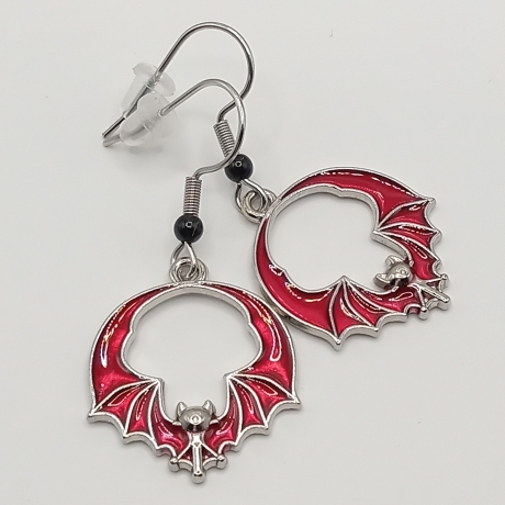 Fledermäuse rot Ohrhänger Ohrringe Modeschmuck Halloween Gothic