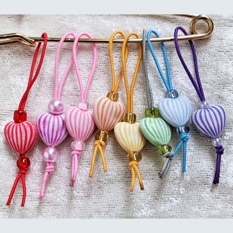 Maschenmarkierer Herzen Set mit 10 Stück bunte Dekoperlen