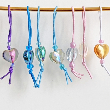 Maschenmarkierer Herzen Set mit 10 Stück bunte Dekoperlen