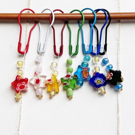 Maschenmarkierer Sterne Set mit 10 Stück bunte Dekoperlen