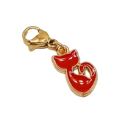 Katze Charm klein rot Clip Anhänger Bettelarmband Kinder