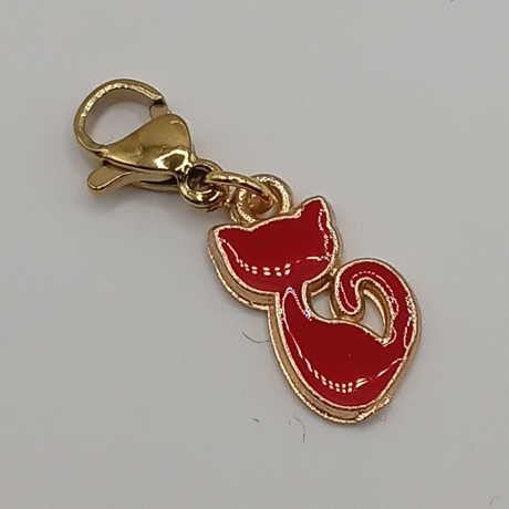 Katze klein rot Clip Anhänger Bettelarmband Kinder