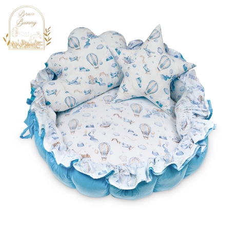 Brave Bunny - Schlafplatz blau weiß für Haustiere oder Babys