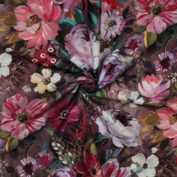 Canvas Blumen digital mauve flieder lila Taschenstoff 100% BW 