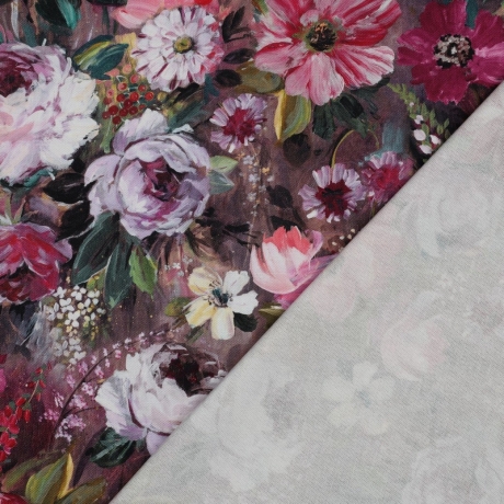 Canvas Blumen digital mauve flieder lila Taschenstoff 100% BW 
