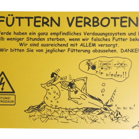 Pferdeschild füttern verboten 5b, Gravurschild 15x20 cm
