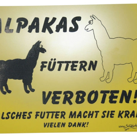 Alpakaschild füttern verboten No. 7 20x15 cm- Gravurschild