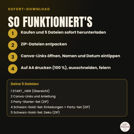 Kindergeburtstag Bundle Schwarz/Gold: Party-Set + Starter-Set