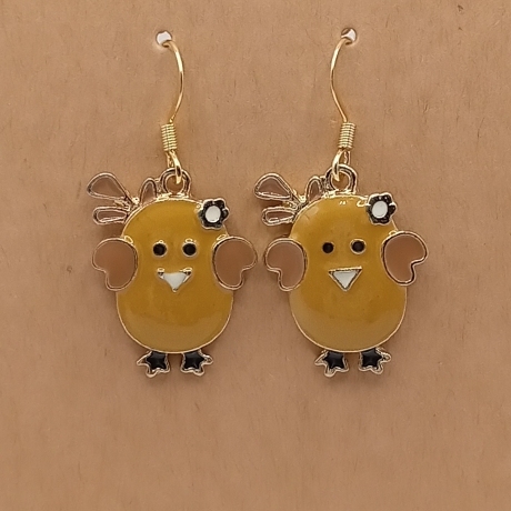 Hühner braun orange Ohrhänger Ohrringe Modeschmuck Kinder