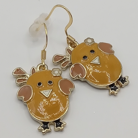Hühner braun orange Ohrhänger Ohrringe Modeschmuck Kinder